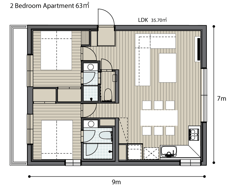Flow 2 bedroom floor plans