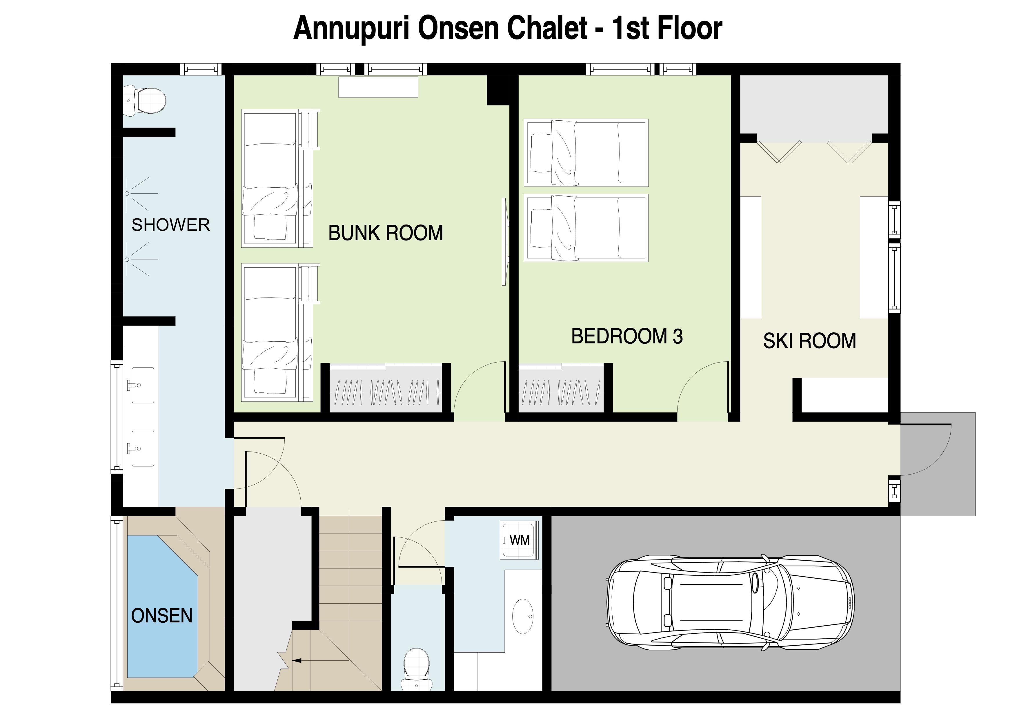 Annupuri Onsen Chalet 1st floor plan