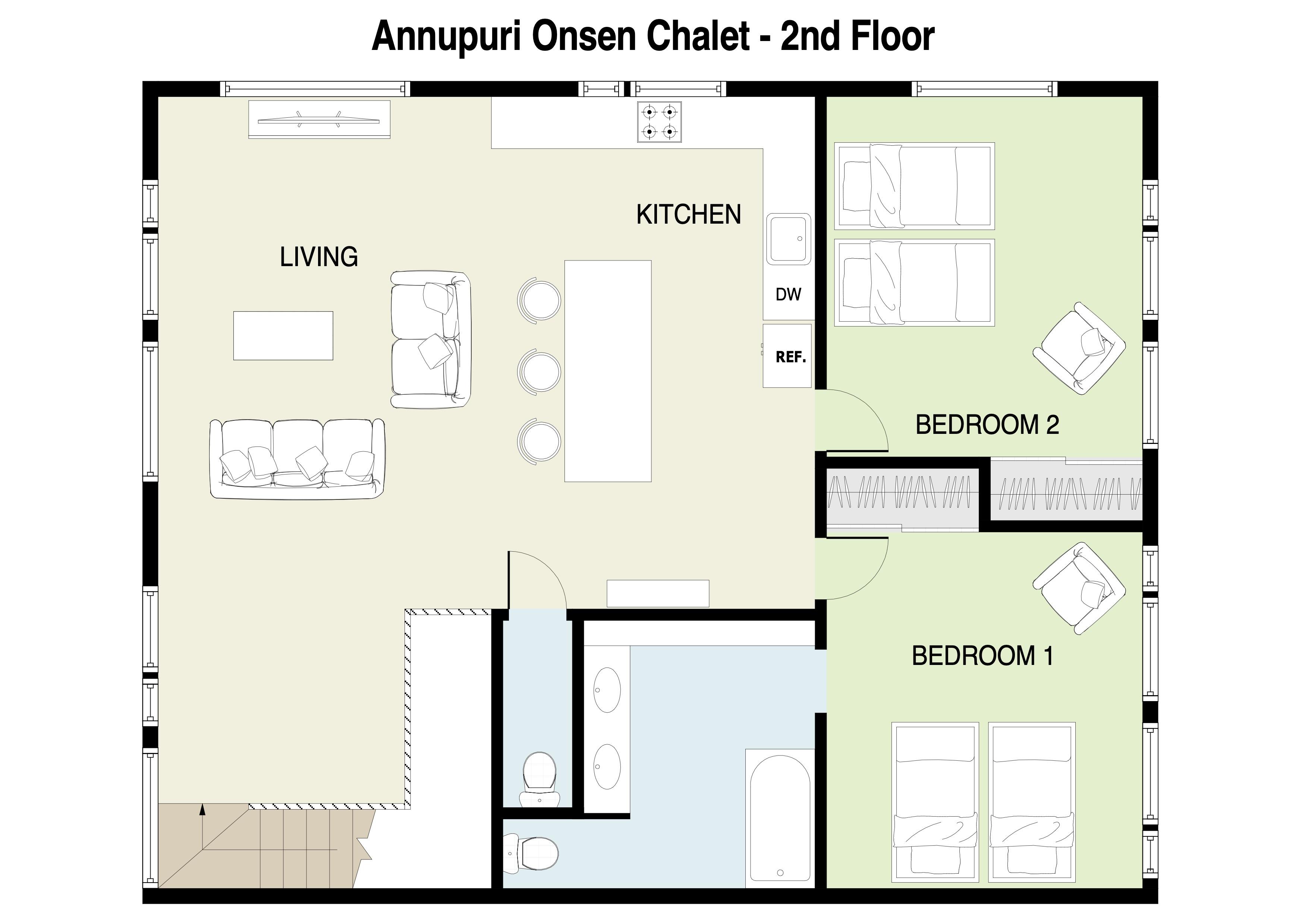 Annupuri Onsen Chalet 2nd floor plan