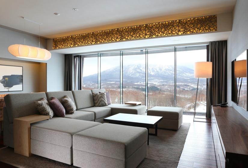 AYA offers stunning views and an excellent choice of rooms from studios to 4 bedroom residences. Aya Niseko 3 bedroom ski in ski out accommodation in Niseko.