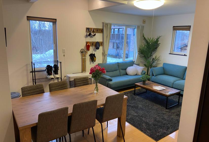 A dining table in living room
