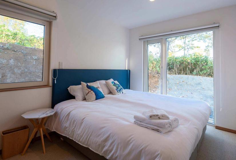 A made up double bed