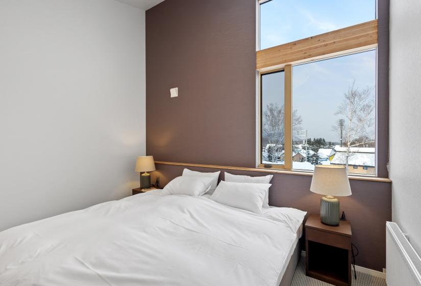 A made up double bed